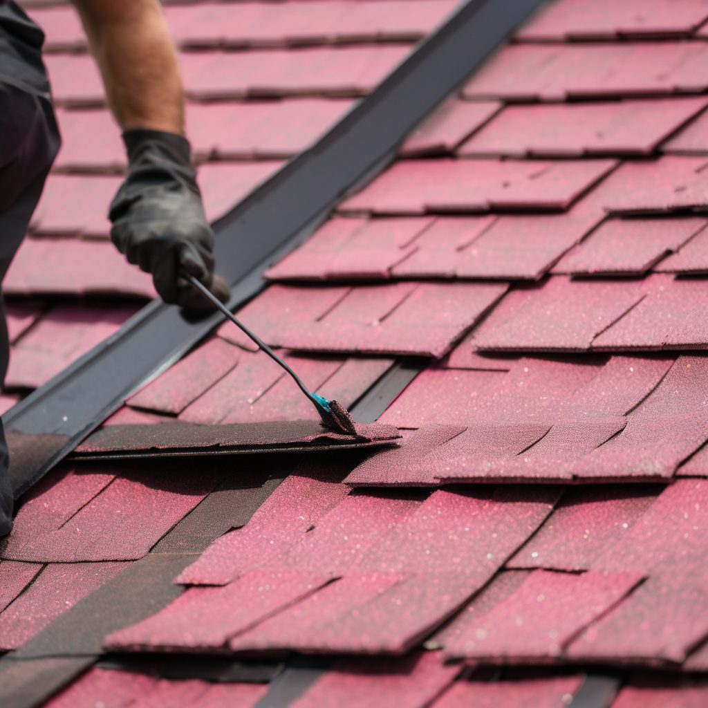 Deteriorated roof shingles with visible damage and granule loss