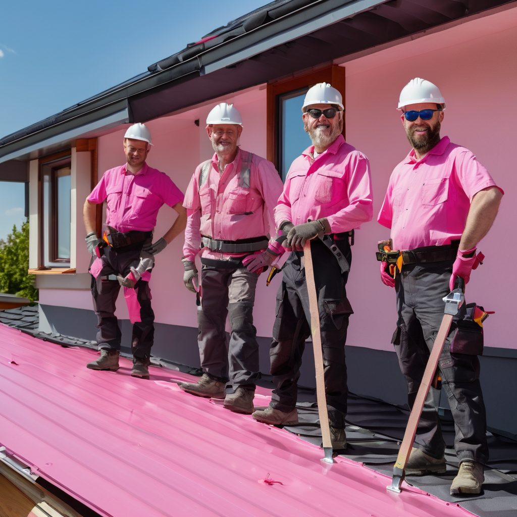 A roofing team on site during a scheduled job